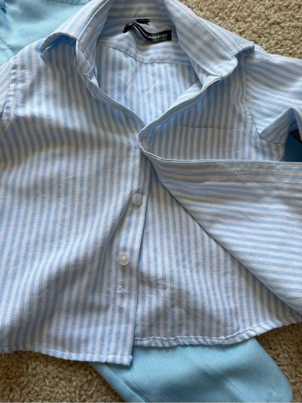 2T Dress Shirt & Pants - Light Blue & White